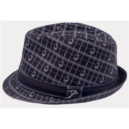 Genuine Fender Axe Plaid Unisex Fedora - Size Large/XL - Strat Silhouette Logo
