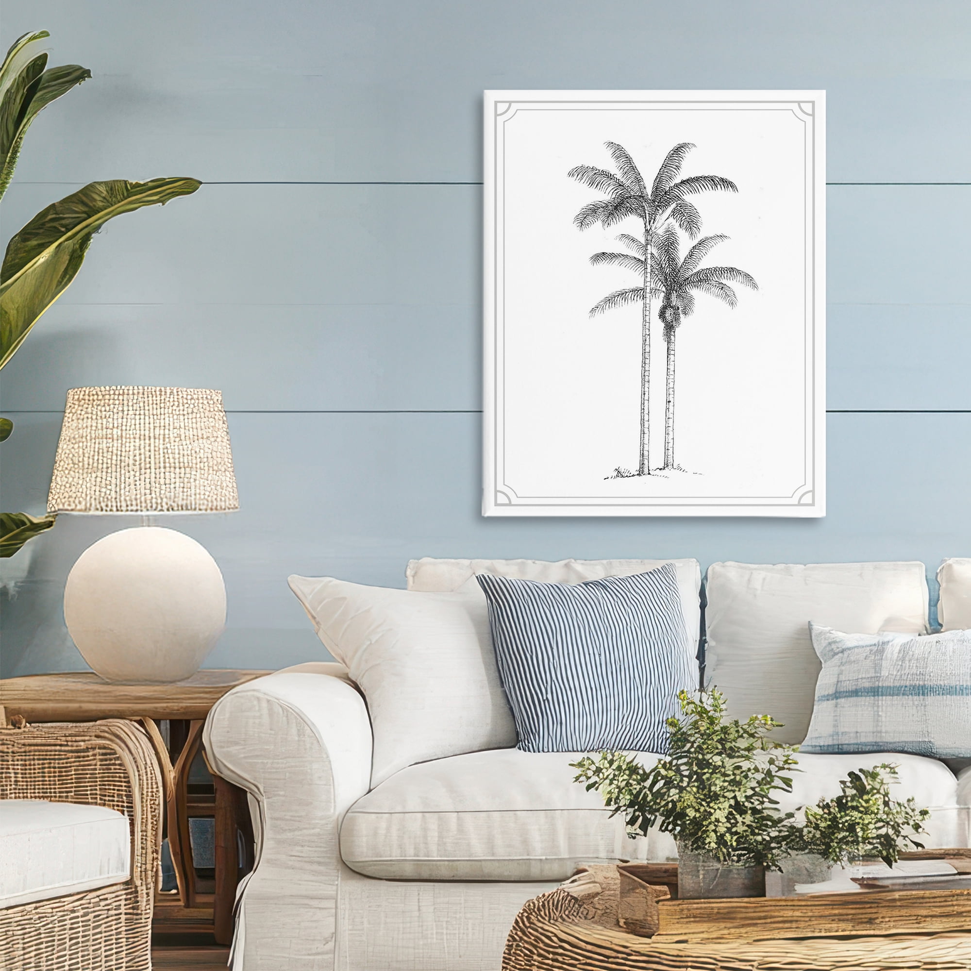 Vintage Simple Palm Tree Canvas Wall Art, design by Lettered and Lined