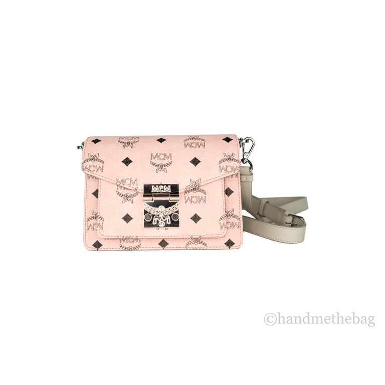 MCM Signature Soft Pink Diamond Logo Leather Mini Flap Lock