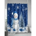 thumbnail image 5 of Fsddascl Navy Blue Snowman Christmas Shower Curtain Set - 48" x 72" Washable Bathtub Curtain with 12 Hooks, Tree Snowflake Gifts Xmas Waterproof Fabric Stall Shower Curtains for Bathroom/Bathtub, 5 of 6