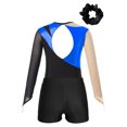 thumbnail image 6 of Alvivi Kids Girls Long Sleeve Gymnastics Leotard with Shorts Hair Scrunchie Dance Unitard Biketards Royal Blue 6, 6 of 7