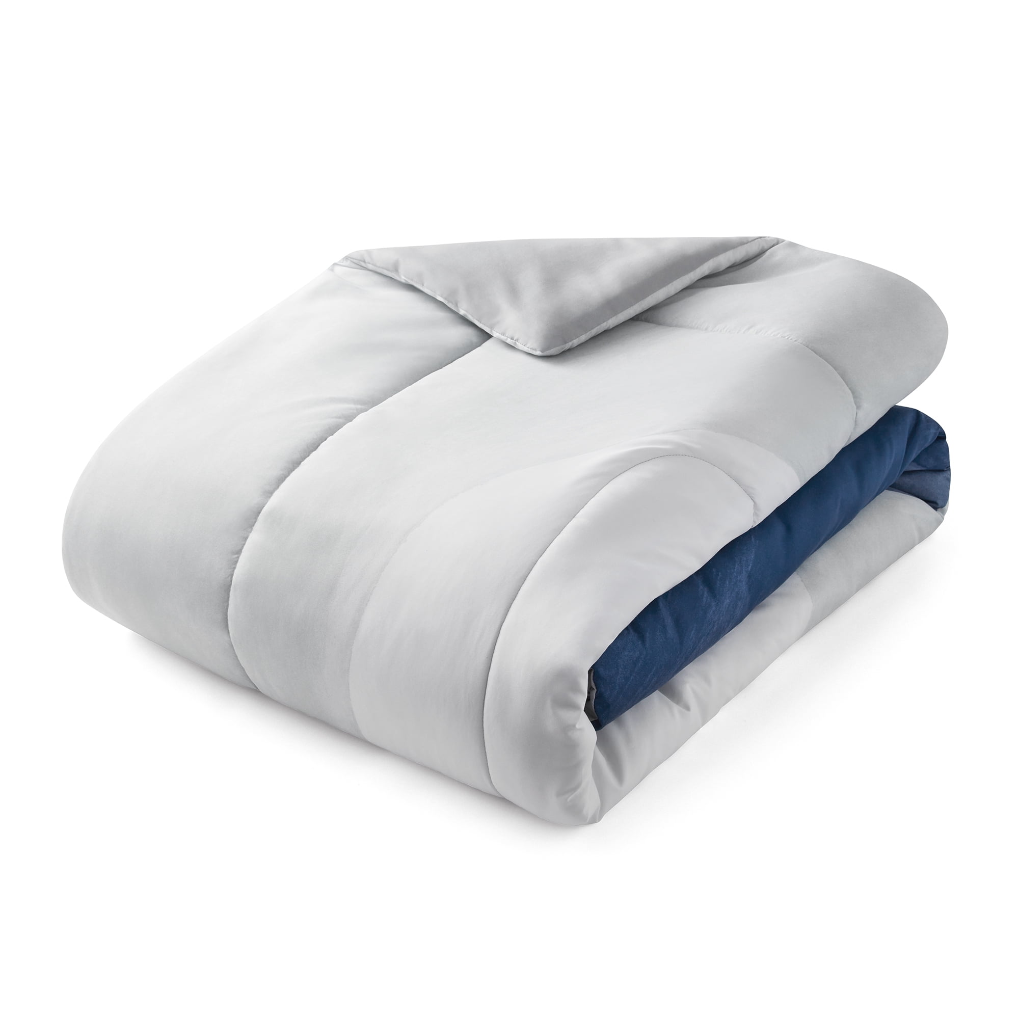 Mainstays 10 Piece Blue Color Block Bed in a Bag Comforter Set with Sheets, King