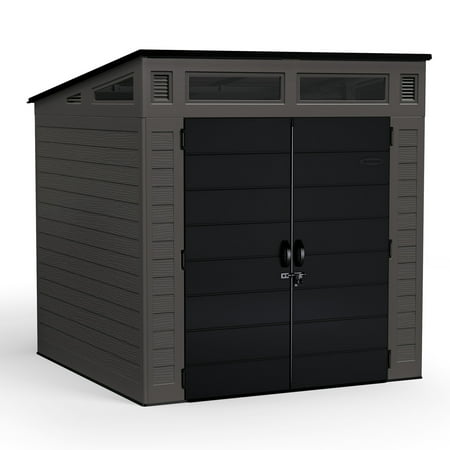 Suncast 7 x 7 ft. Resin Modernist Outdoor Storage Shed, Black and Gray