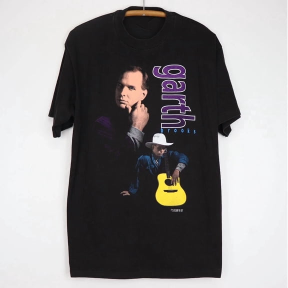 VINTAGE Garth Brooks Black Unisex Short Sleeve Cotton Black T-Shirt All Size S-234XL