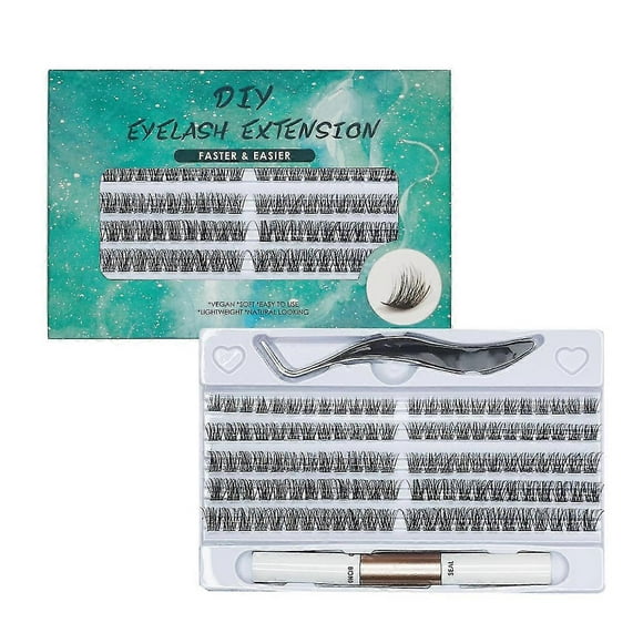 Lash Extension Kit-Individual Lashes with Bond and Seal-120 Lash Clusters DIY False Eyelashes Fluffy Cluster Lashes