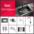 thumbnail image 1 of Multi-size Stainless Steel Kitchen Sink Single Bowl Nano Black Kitchen Fixtures Drain Kit Top Mount/Undermount, 1 of 5