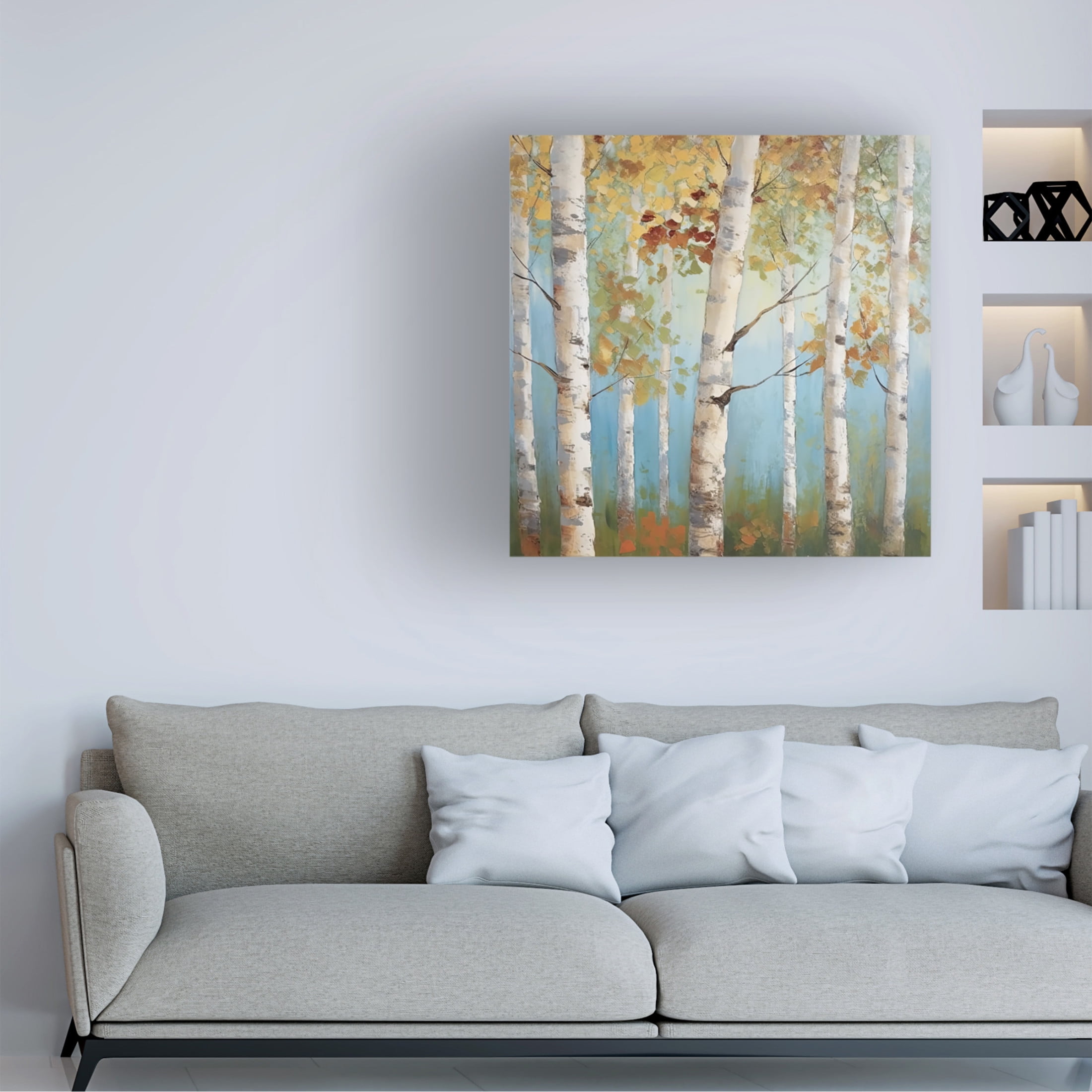 Canvas Wall Art - Sasha 'Birch Forest I' Wall Art for Living Room, Bedroom, or Office Décor by Trademark Fine Art - 14 x 14 Inches