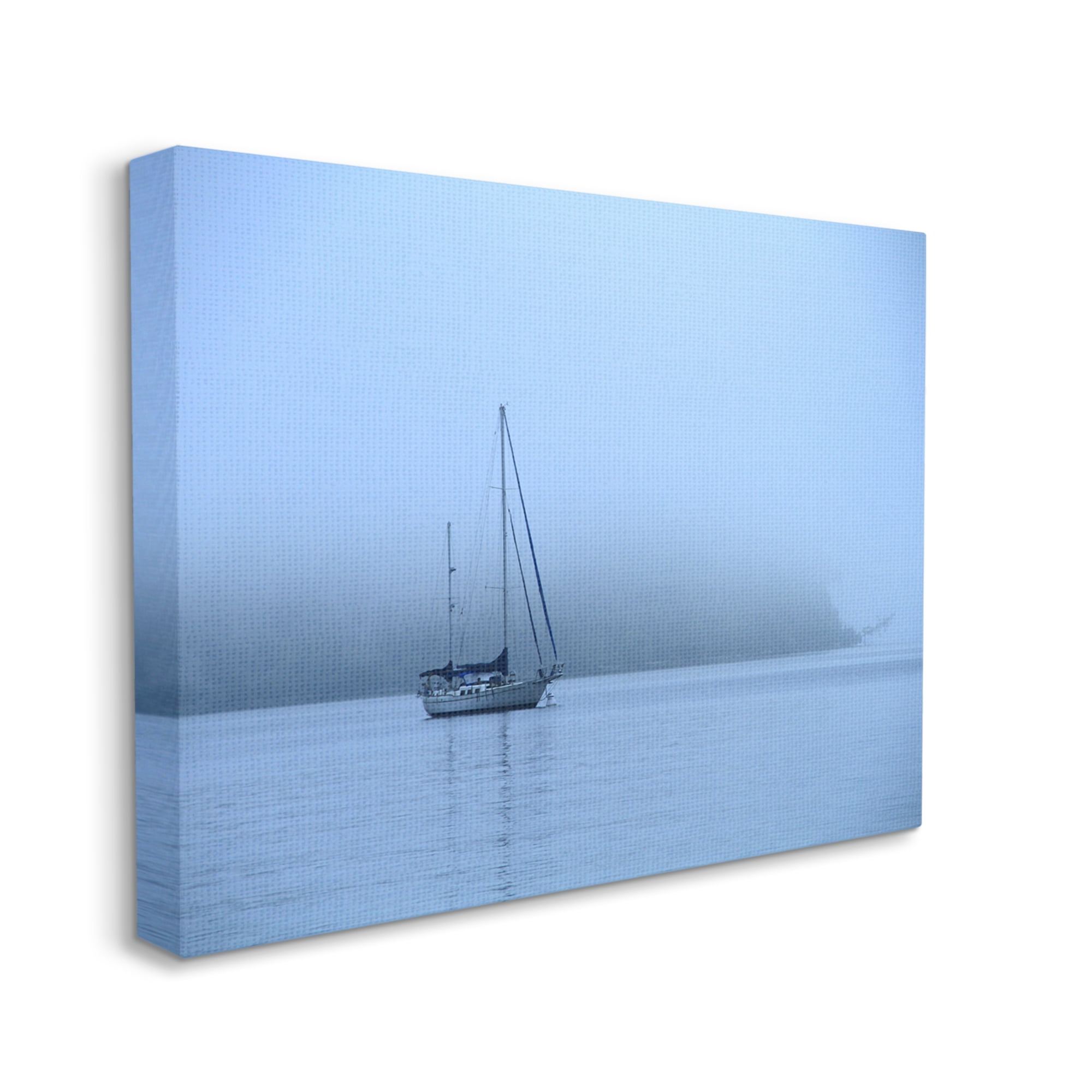 Stupell Industries Foggy Boat Sailing Landscape Photography Gallery Wrapped Canvas Art Print Wall Art, 48 x 36