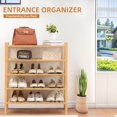 thumbnail image 6 of 5 Tier Bamboo Shoe Rack Storage Organizer for Closet, Multifunctional Stackable Free Standing Shoe Shelf, 6 of 7