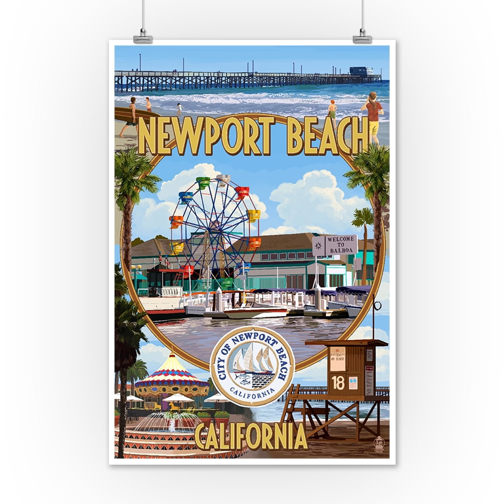 Newport Beach, California Newport Beach Montage Lantern Press