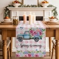 thumbnail image 2 of Table Runner - 90 Inch Long, Spring Kitchen Dining Table Runner Dresser Scarves, Truck Botanical Rose Leaves Butterfly Pink Lattice Farmhouse Decor for Coffee Tables Wedding Party Banquet, 2 of 8