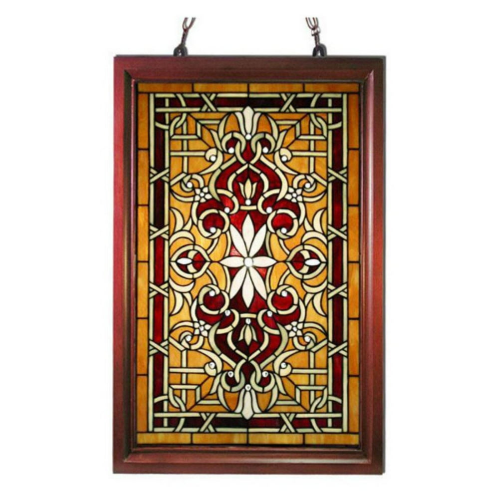 Tiffanystyle Wood Frame Stained Glass Window Panel