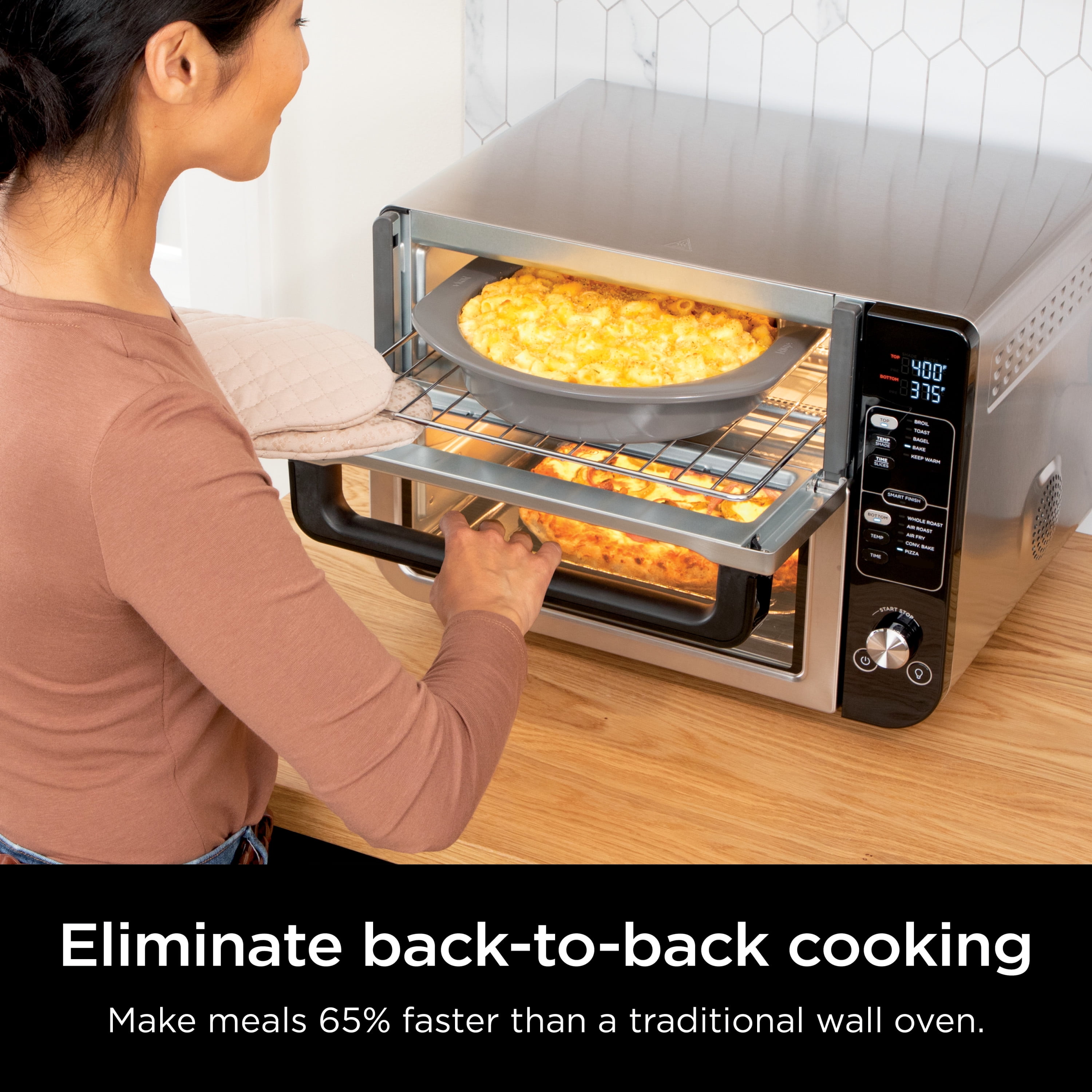  Ninja DCT402BK 13-in-1 Double Oven with FlexDoor, FlavorSeal &  Smart Finish, Rapid Top Oven, Convection and Air Fry Bottom Bake, Roast,  Toast, Fry, Pizza More, Black : Everything Else