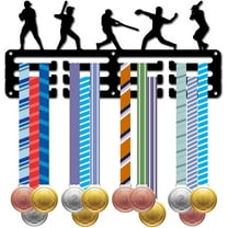 DIY Baseball Medal Holder Hanger Medals Display Rack Black Metal Iron Small Shelf Plaques Hangers Organizer Medal Frame Wall Mounted with 12 Hooks for Award Ribbon Football 11.4x5Inch DIY