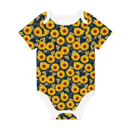 

Coaee Sunflowers for Soft Cotton Baby Short-Sleeve Bodysuit Baby Girls Boys Bodysuit Romper