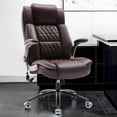 thumbnail image 5 of WOSDOM Big and Tall Office Chair, Brown Leather Office Chair with Flip Up Armrests, Adjustable Lumbar Support, Storage Bags,Home Office Computer Chair for Adults,350LBS, 5 of 8