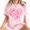 Pink-4, variant on Godmerch Women's 100% Cotton Black Cat Lover Breast Cancer Awareness Pink Ribbon T-Shirt