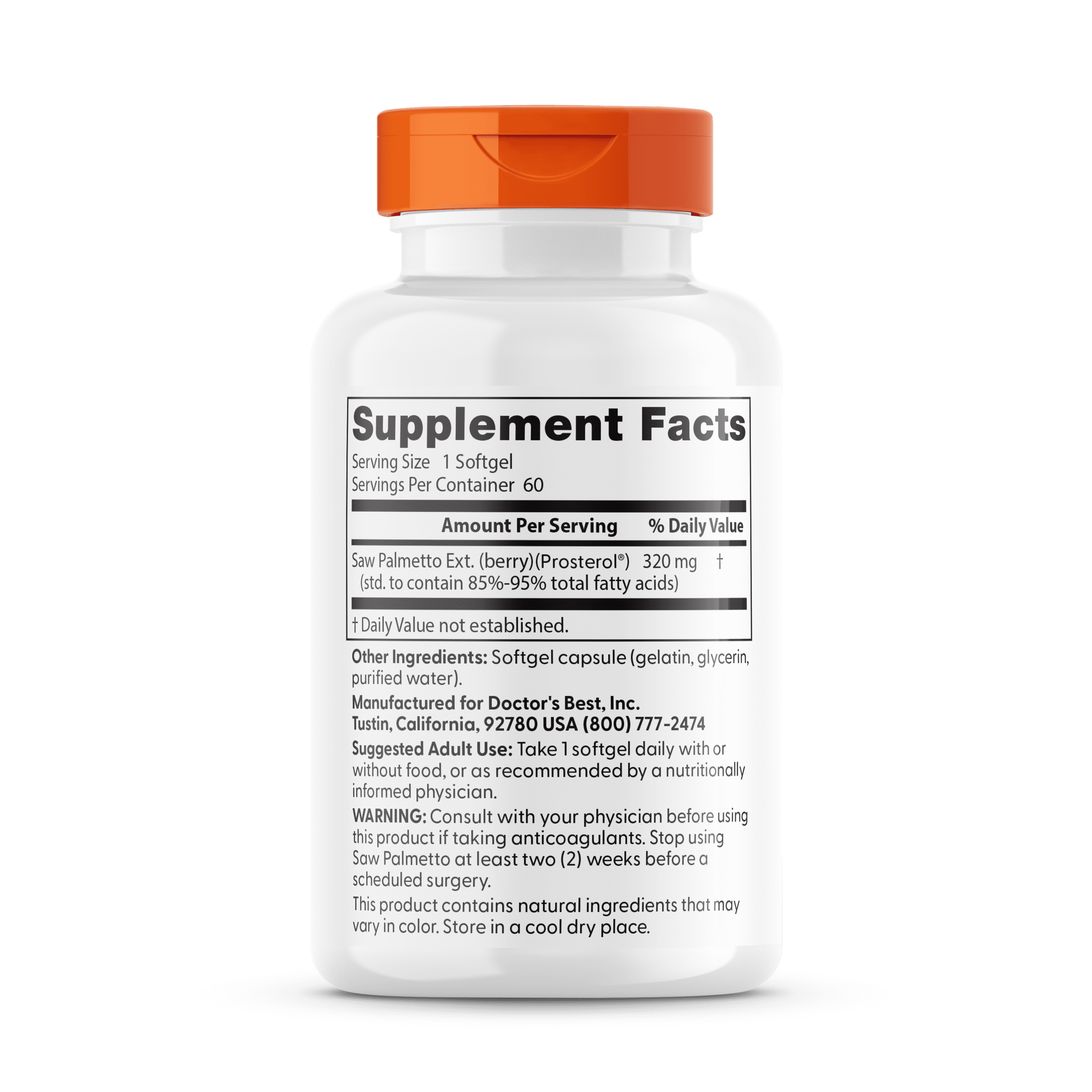 Doctor's Best - Saw Palmetto 320mg - 1 Each-60 Sgels