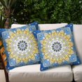 thumbnail image 3 of Lencenser 18" x 18" Mandala Blue Floral Polyester Decorative Pillow Cover, Waterproof (2 count), 3 of 5