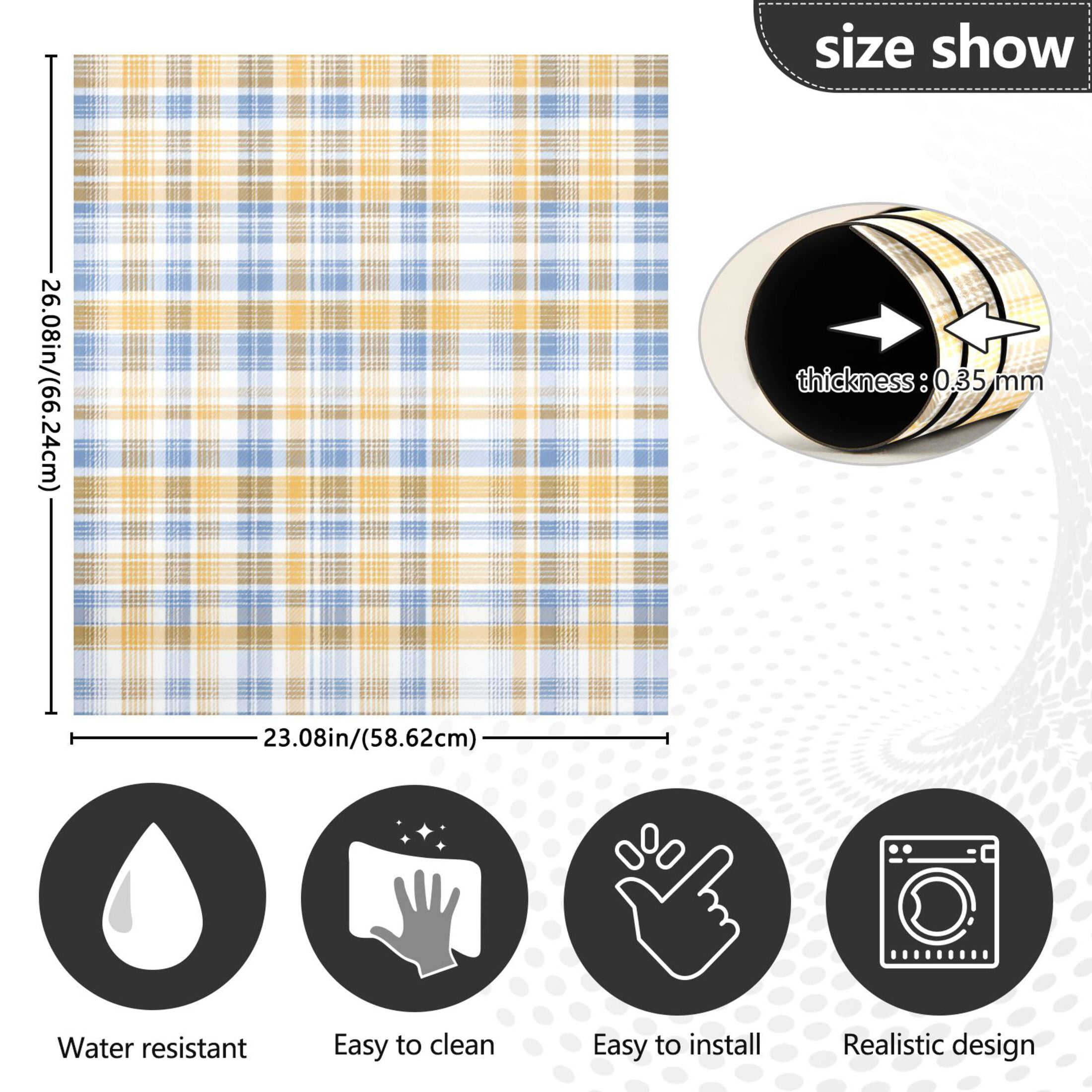 Dishwasher Magnetic Refrigerator Magnet Cover Sticker Home Decorative 23"x26" Yellow and Blue Tartan