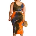 thumbnail image 2 of HLSOHJP Women's Plus Size Tie Dye Print Two Piece Outfits Sleeveless Bodycon Floral 2PCs Tank Crop Top and Skirts Sets, 2 of 3