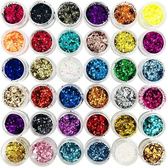 DaKuan 36 Colors Craft Glitter for Epoxy Resin, Resin Decoration Art Kit with Resin, DIY Decorations Dye Pigment, Gold Foil Flakes, Nail Art