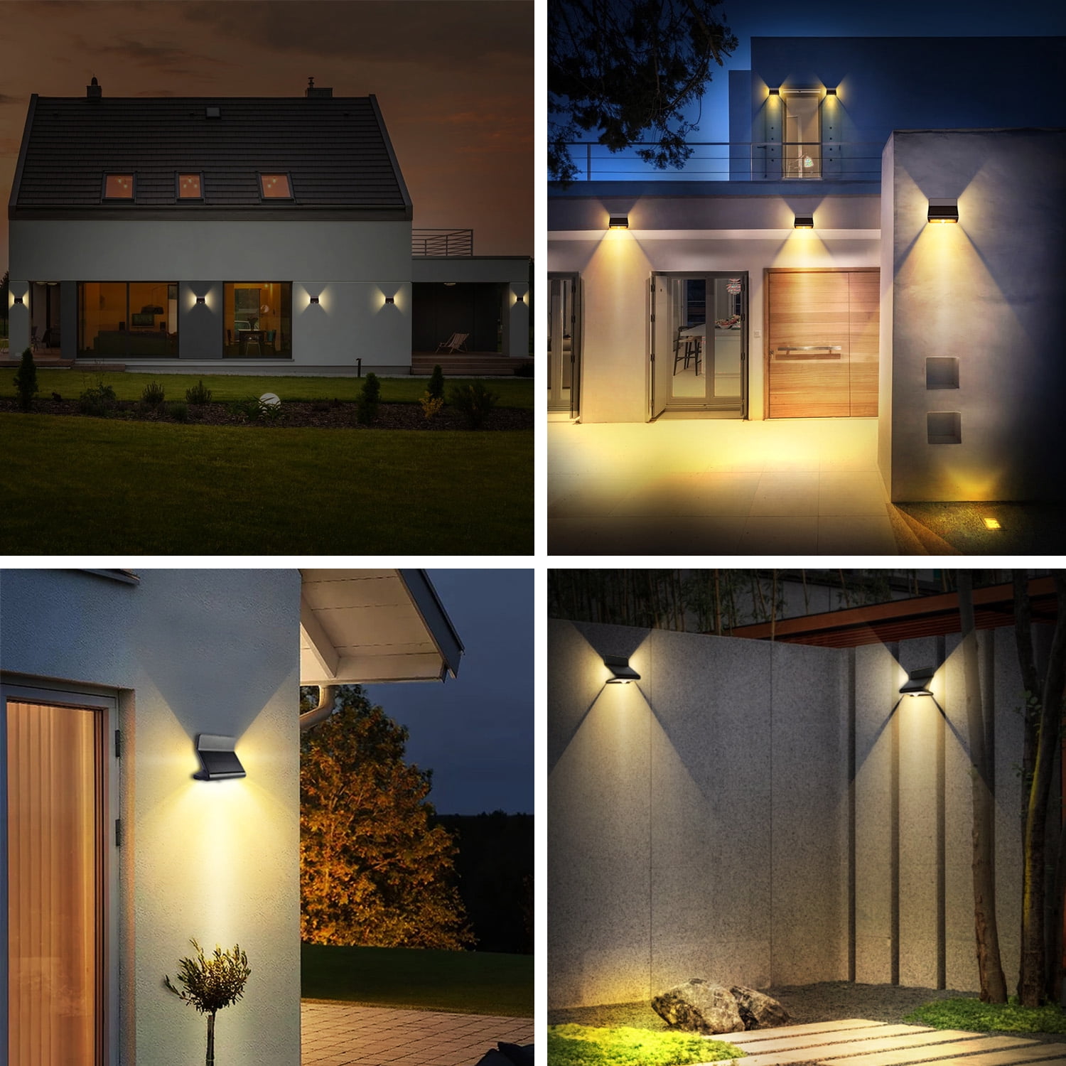 AURAXY LED Solar Motion Sensor Outdoor Light Outdoor Waterproof Security Flood Lights, Battery Powered Outside Motion Activated Wall Light,  Porch Garage Garden Backyard Fence Patio Deck(4Pack)