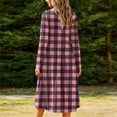 thumbnail image 5 of Miqool Womens Plaid Midi Dress, Pleated Crew Neck Long Sleeve Work Dresses, Loose Fit Holiday Daily Dresses, 5 of 6