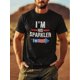 thumbnail image 1 of Camiseta patriótica de algodón para hombre - Estampado "Soy su bengala", cuello redondo, manga corta, informal, de verano, 100 % algodón, sin elasticidad, ideal para el tiempo libre., 1 of 4