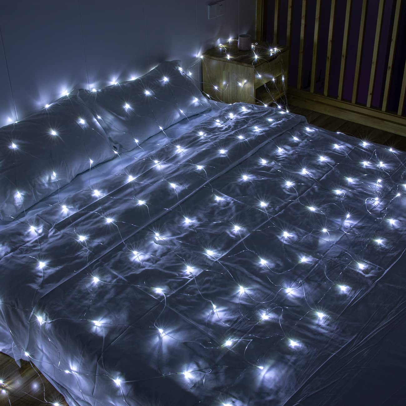 Bibana 13.1ft x 6.6ft 360 LED Christmas Net Lights, Mesh String Lights with 8 Modes for Indoor Outdoor Holiday & Party Decor (White)