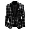 Taqqpue Mens Suit Jacket Blazer Casual V Neck One Button Jackets Coats Fall Winter Plaid Blazer Outwear with Pockets