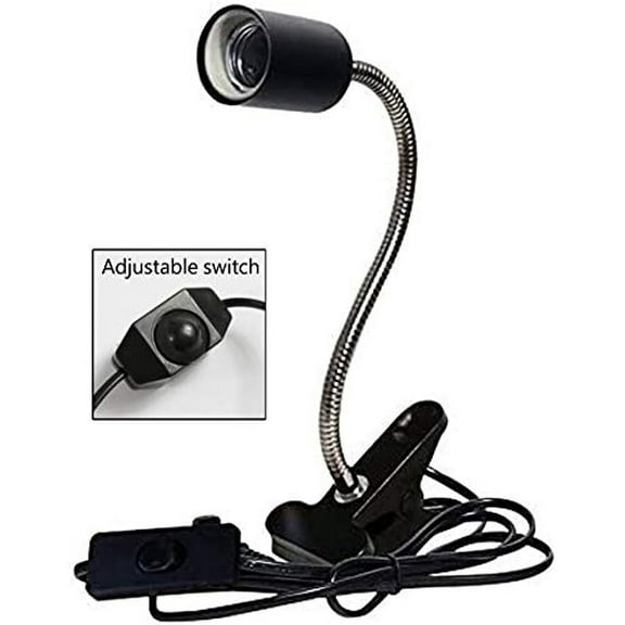 UVA UVB Light Bulb Reptile Ceramic Heat Lamp Pet Heating Bulb Holder Clamp Lamp Fixture Heating Light Lamp For Reptiles,Aquarium Reptile Light Adjustable Habitat Lighting Stand,110V-130V(Black)