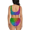 thumbnail image 3 of Rocae Colorful Glitter for Bikini Set for Women Two Piece Sexy High Swimsuits Split Crossover Bikini Small, 3 of 9