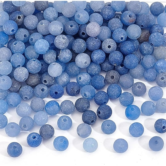 170 Pcs Natural Blue Aventurine Beads 4mm Matte Blue Beads Natural Stone Beads Smooth Gemstone Round Beads Loose Beads for Jewelry Making DIY Bracelet Necklace Hole: 0.8mm