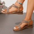 thumbnail image 4 of Rokment Bling Rhinestones Vintage Metallic Wedge Slingback Dressy Sandals for Women Bride Wedding Boho Beach Elastic Ankle Strap Dress Summer Shoes 2026 Gold Size 9, 4 of 8