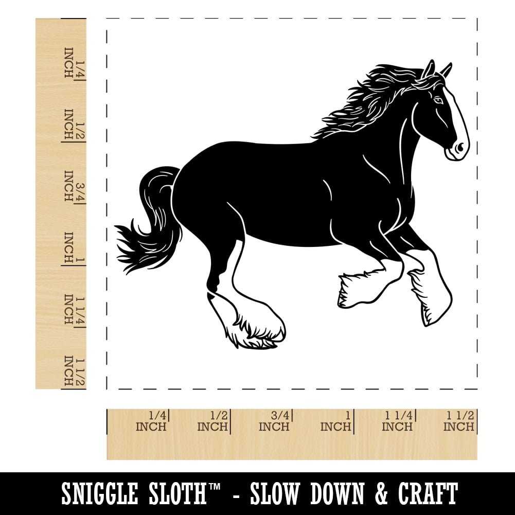 Mighty Clydesdale Horse Self-Inking Rubber Stamp Ink Stamper - Blue Ink - Large 1-1/2 Inch