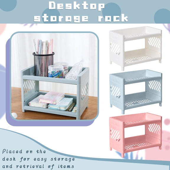 2-Tier Bathroom Countertop Organizer Shelf,Plastic Cosmetic Storage Rack,Kitchen Spice Stand,Desktop Makeup Holder,Vanity Display Shelves-White