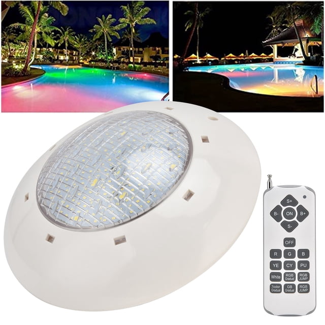 LED Pool Light, IP68 Waterproof Colorful LED RGB Underwater Inground Pool Light with Remote Control, AC12V Submersible Swimming Pool Light, Color Change Wall Mounted Light