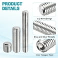 thumbnail image 3 of 6 Pcs M12-1.75 x 20mm Grub Screws, 304 Stainless Steel Cup Point Allen Head Screws Internal Hex Socket Drive, 3 of 6