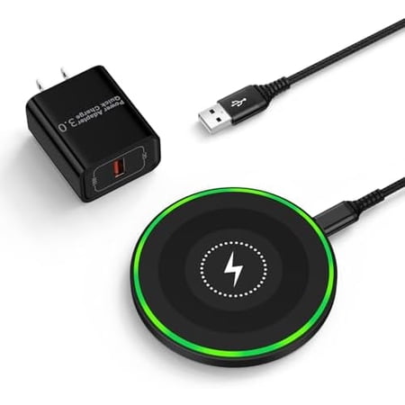 15W Wireless Charging Station with USB‑A Adapter for Google Pixel 10 Pro, 10 Pro XL, 9 Pro XL, 8, 7, Samsung Galaxy S25 FE, S25 Ultra, S24 FE, S24 Ultra