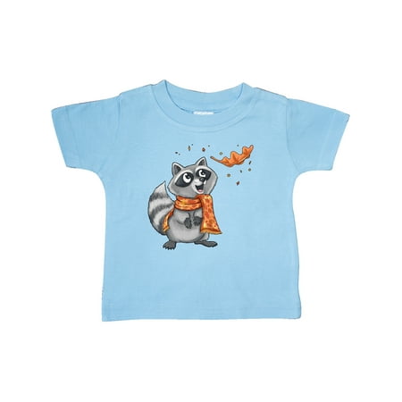 

Inktastic Cute Raccoon with Scarf with Orange Autumn Leaf Gift Baby Boy or Baby Girl T-Shirt