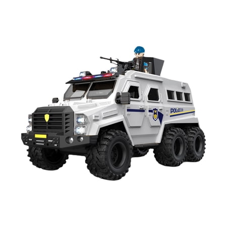 Large 6-Wheel Off-Road SWAT Car Toy – Inertia Police Vehicle with Lights Sounds & Storytelling Durable Plastic Model for Kids Boys Gift