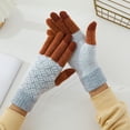 thumbnail image 5 of Guantes de invierno con pantalla táctil con estampado de flores para mantener el calor para mujeres y hombres, 5 of 5