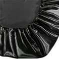thumbnail image 3 of Well-made Soft Silk-like Polyester Fitted Sheet Fitted Cover Silky Smooth Bed Cover Fitted Elastic(Twin,Black), 3 of 8