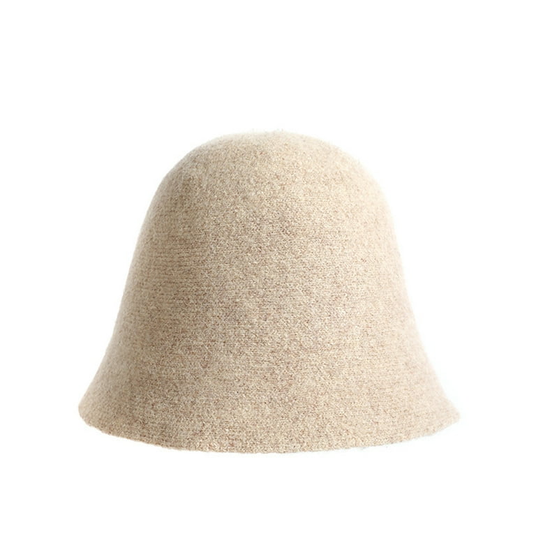 Women's warm wool bell hat solid color winter fisherman's hat