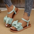 thumbnail image 3 of Pandaie Flat Sandals for Women Open Toe Bowknot Summer Beach Shoes Ankle Strap Comfortable Orthopedic Cork Footbed Slides Green 8.5, 3 of 9