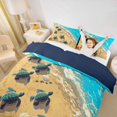 thumbnail image 2 of spefrowx Cartoon Beach Sea Turtle Duvet Cover Queen for Kids, Seashore Starfish Shell Queen Bedding, Navy Reversible, 3pcs, 1 Duvet Cover and 2 Pillowcases, 2 of 6