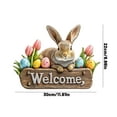 thumbnail image 2 of Easter Bunny Welcome Wall Plaque 2D Design With Tulips & Eggs For Home Decor,B, 2 of 5