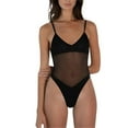 thumbnail image 1 of Maillot de Bain une Pièce en Maille Transparente Contrôle du Ventre avec Bretelles Larges Réglables, 1 of 5