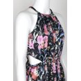 thumbnail image 3 of Aidan Mattox Halter Neck Ruched A-Line Elastic Waist Sleeveless Floral Print Zipper Back Satin Dress-BLACK MULTI, 3 of 4